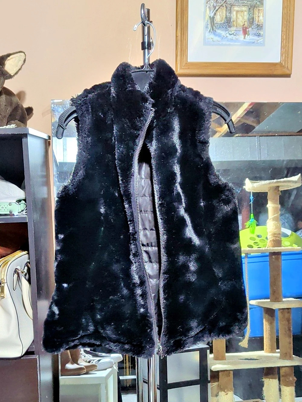 ORIGINAL  Faux Fur Quilted Vest Size Small Like New